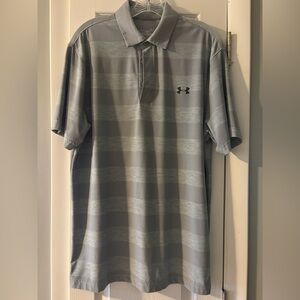 Under Armour Light Gray Striped Performance Polo